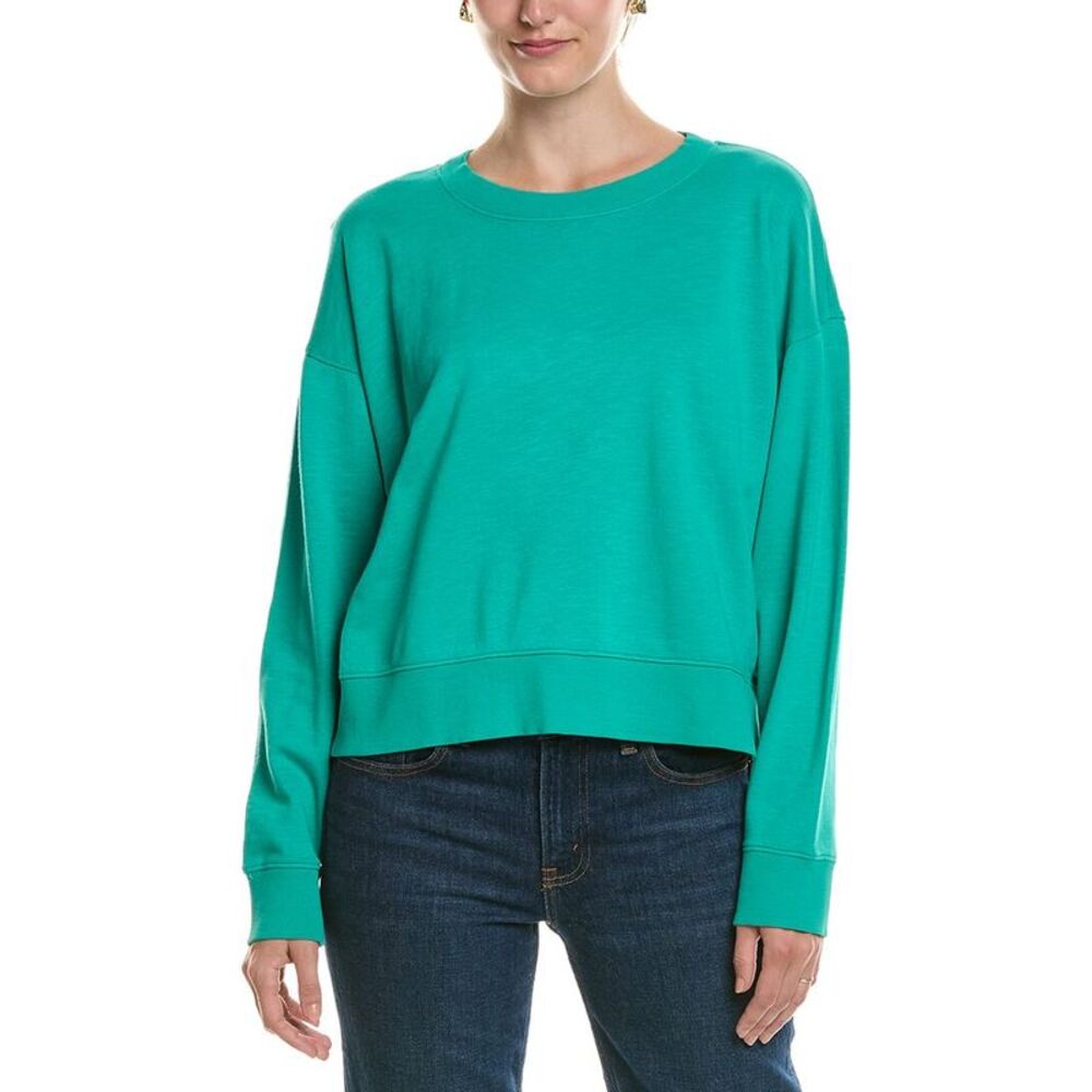 Eileen Fisher Womens  Cropped Sweatshirt, Blue